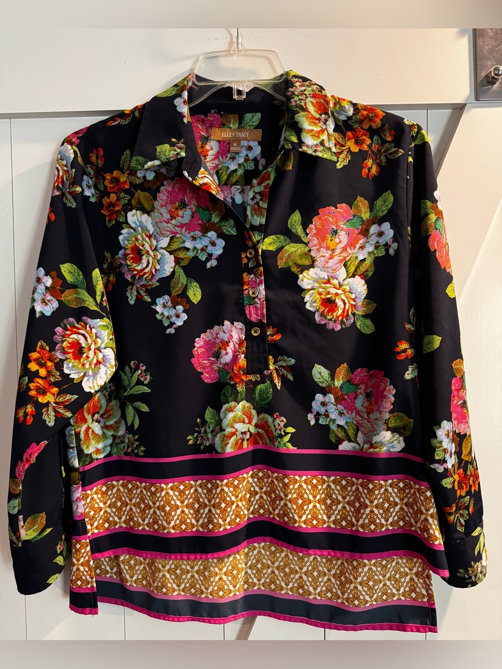Ellen Tracy Floral Button-Up Blouse